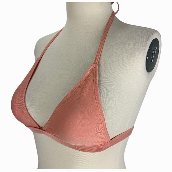 Shein Small Bikini Top NWOT Coral Pink Triangle - Picture 2 of 4